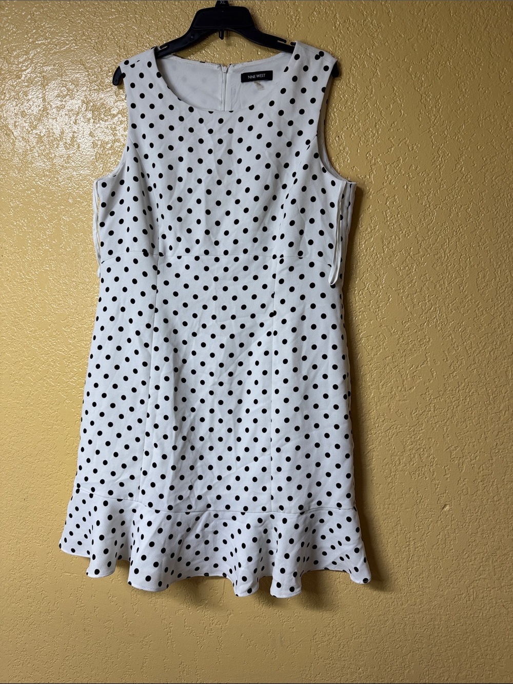 Nine West White & Black Polka Dot Ruffle-Hem Girls Dress
